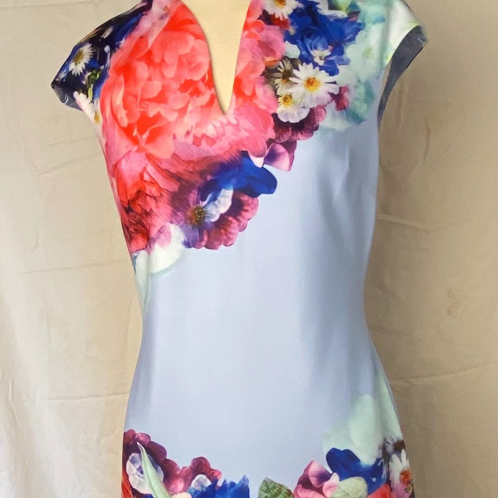 Ted Baker London Light Blue Floral Midi Dress
